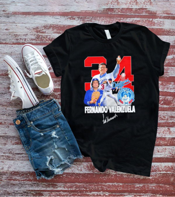 Dodgers Fernando Valenzuela Fernando Mania Weekend Signature 34 T-Shirt