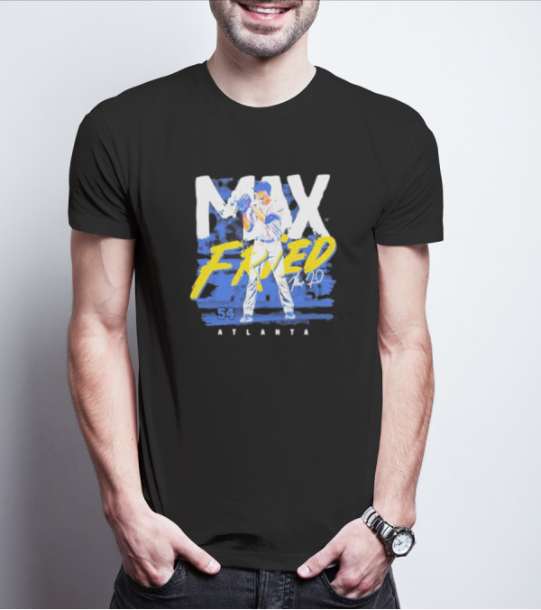 Max Fried 54 Atlanta Braves MLBPA Signature Baseball Pitcher T-Shirt