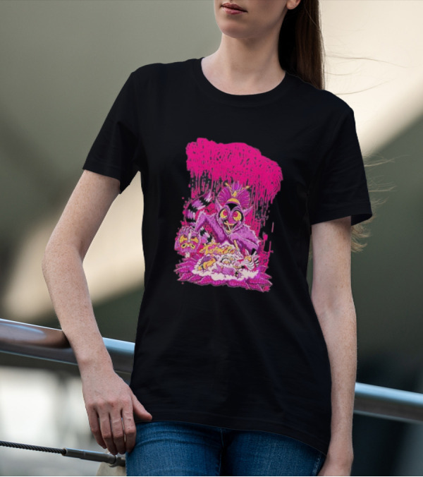 Sanguisugabogg Madagascar Lemur Creature In Psychedelic Pink With Dripping Effect T-Shirt