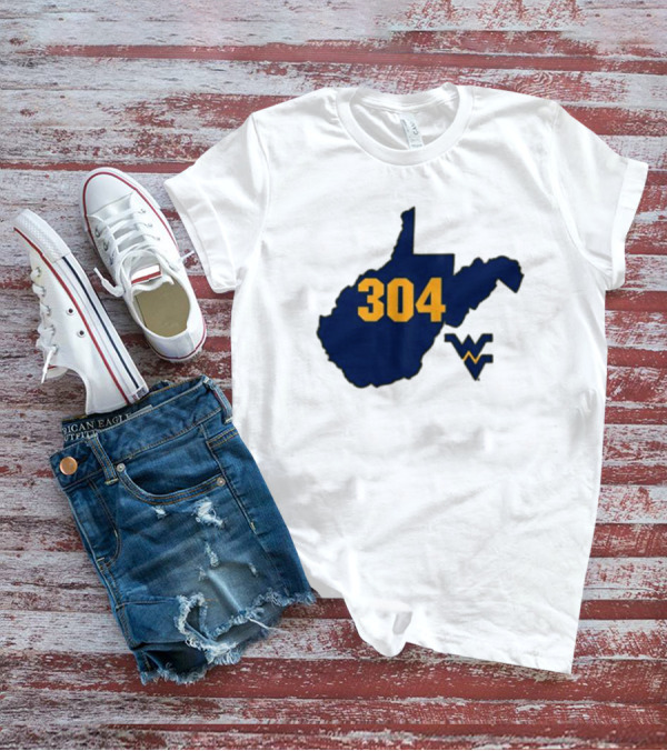 WVU 304 West Virginia State Map With Iconic T-Shirt