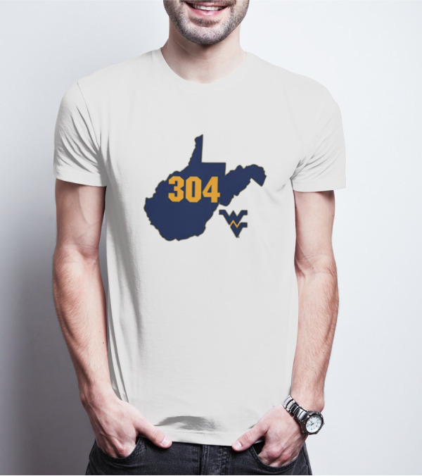 WVU 304 West Virginia State Map With Iconic T-Shirt
