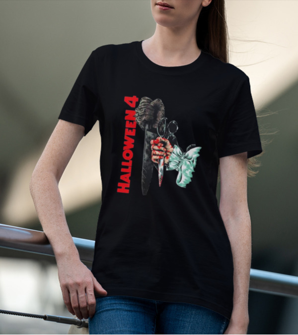 HALLOWEEN 4 SHADOW OF THE SHAPE MASK KNIFE HAND T-Shirt