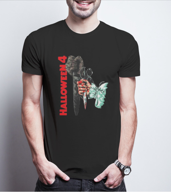 HALLOWEEN 4 SHADOW OF THE SHAPE MASK KNIFE HAND T-Shirt