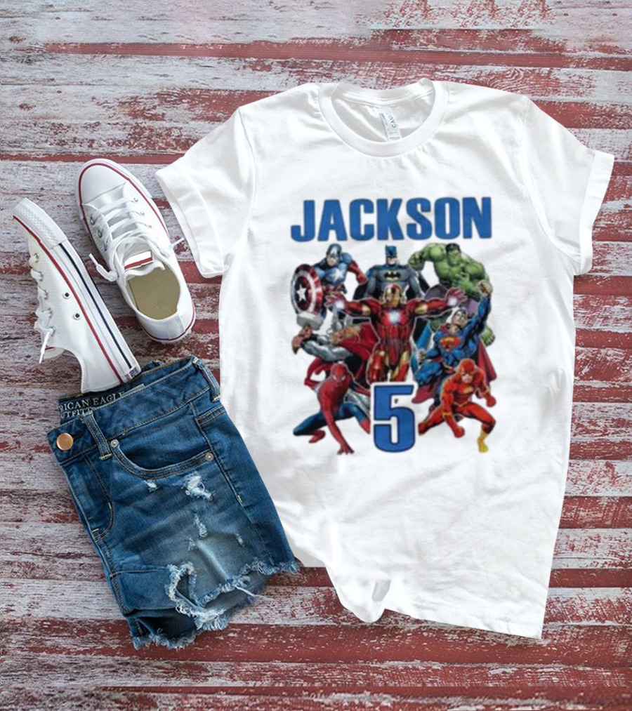 Jackson 5 Super Hero Birthday Avengers Family T-Shirt