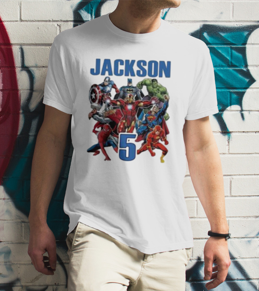 Jackson 5 Super Hero Birthday Avengers Family T-Shirt