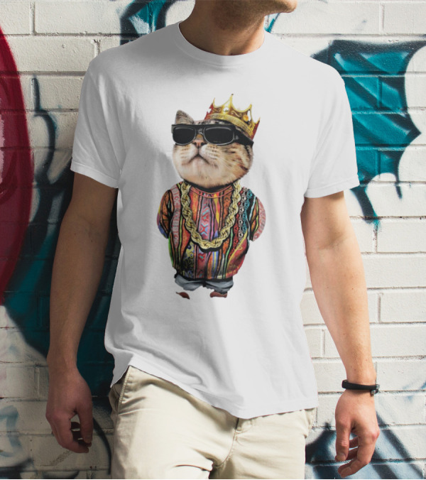 Big Paw Paw Cat With Crown And Shades T-Shirt