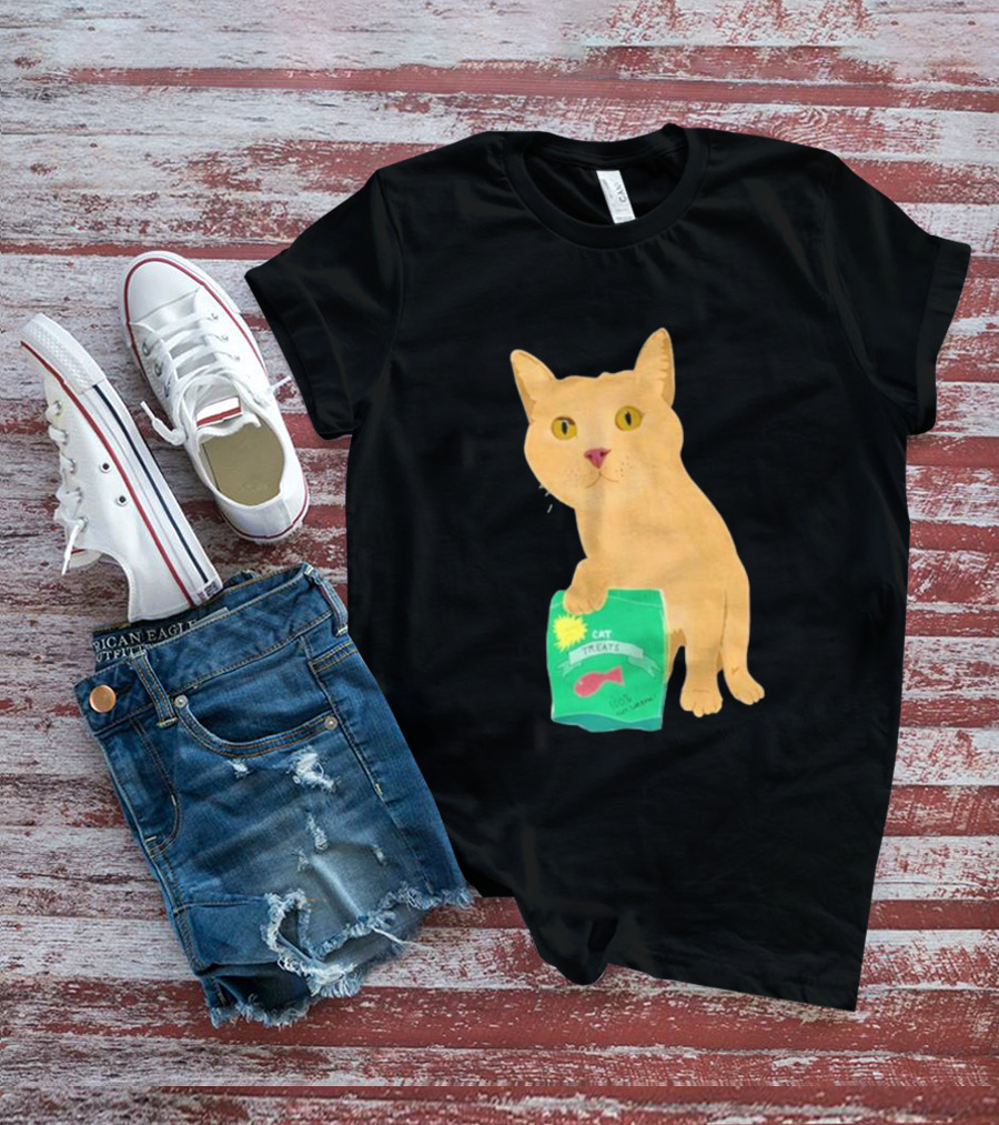 Cat Holding Bag With Cat Treats 100% Not Garbage T-Shirt
