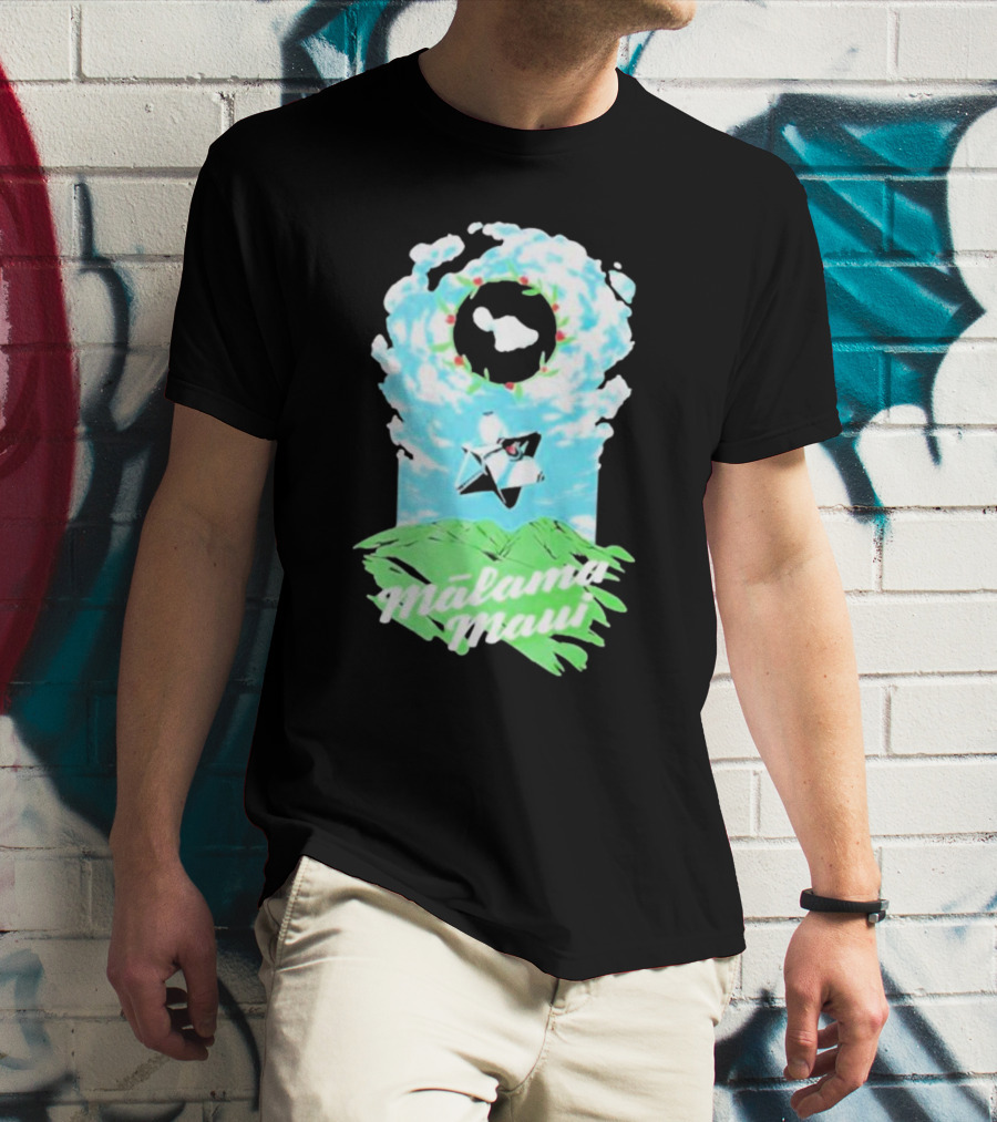 Mālama Maui Island Clouds Green Land T-Shirt