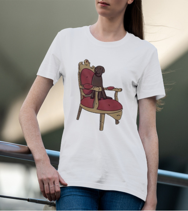 Poorly Drawn Arsenal Dog On Ornate Chair T-Shirt
