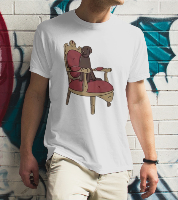 Poorly Drawn Arsenal Dog On Ornate Chair T-Shirt