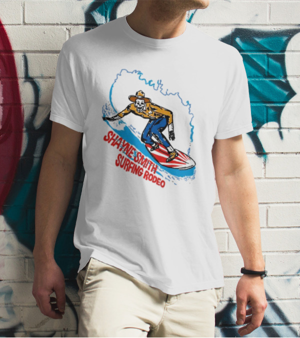 Shayne Smith Surfing Rodeo Cowboy Surfer On Wave T-Shirt