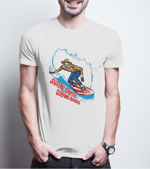 Shayne Smith Surfing Rodeo Cowboy Surfer On Wave T-Shirt