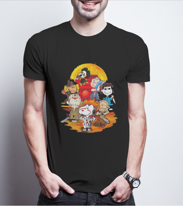 Snoopy Peanuts Horror Characters Halloween Moon T-Shirt