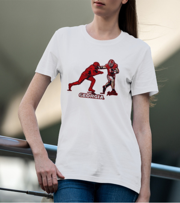 Georgia Football Superstar Brock Bowers Action Pose T-Shirt