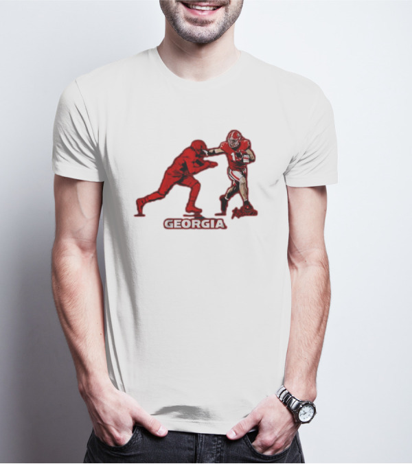 Georgia Football Superstar Brock Bowers Action Pose T-Shirt