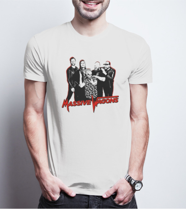 Massive Wagons Band Red Silhouette Group Image T-Shirt