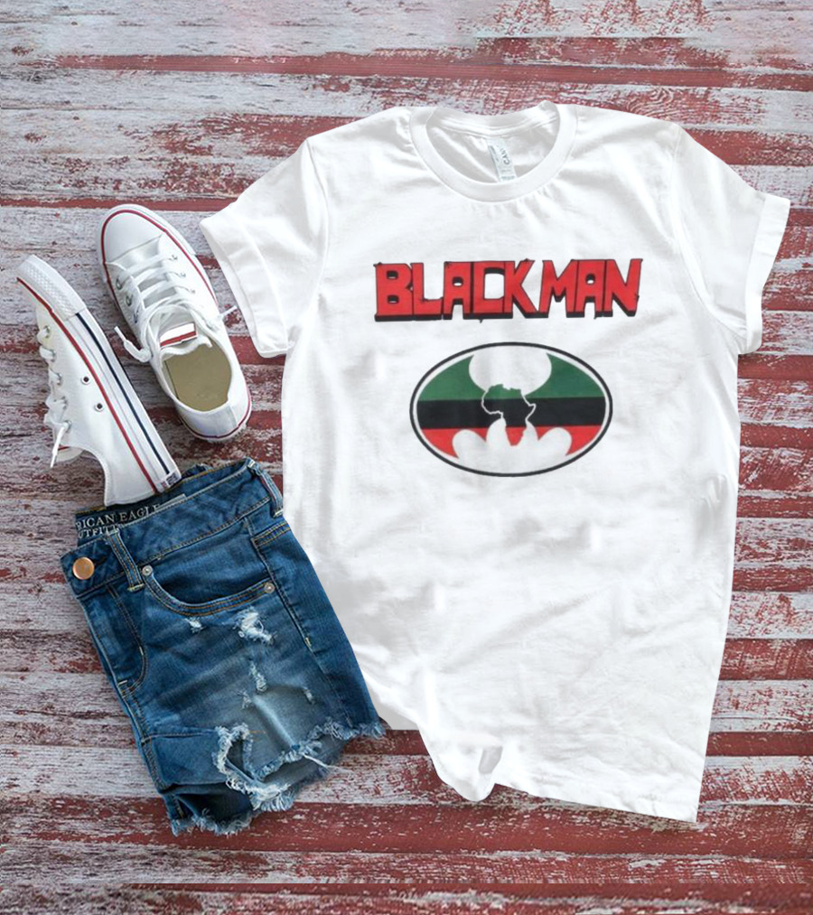 BLACKMAN African Continent Silhouette Red Black Green Oval T-Shirt