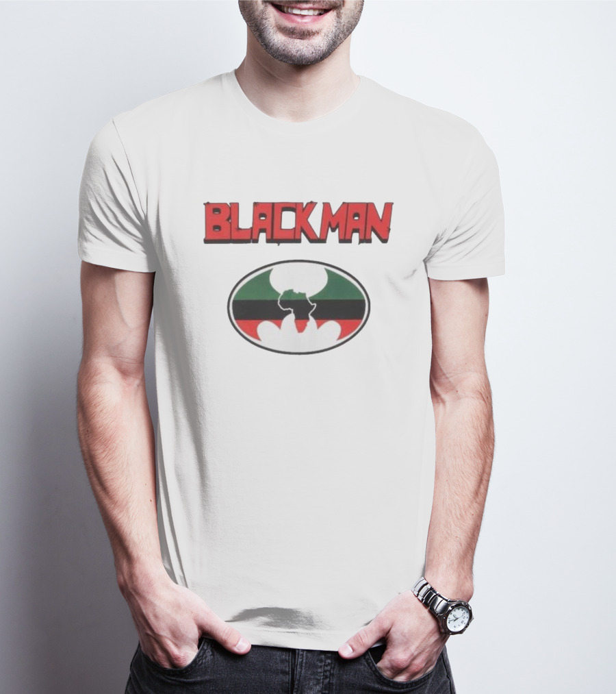 BLACKMAN African Continent Silhouette Red Black Green Oval T-Shirt
