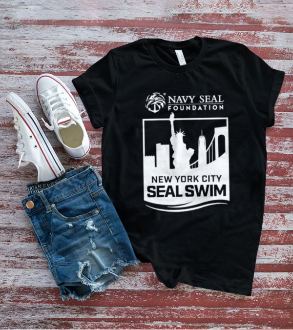 Navy Seal Foundation New York City Seal Swim Statue Liberty Skyline T-Shirt