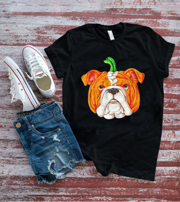 Pumpkin Bulldog Halloween Face Fusion T-Shirt