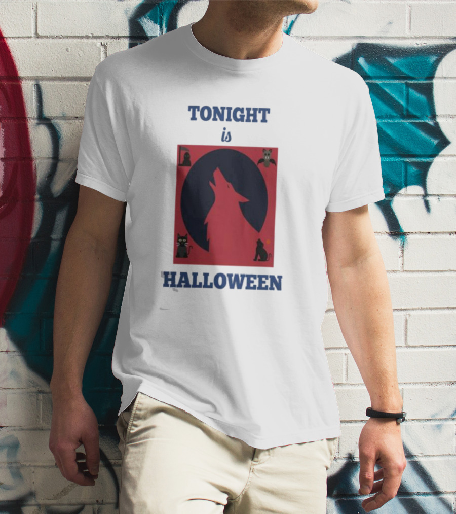 Tonight Is Halloween Dark Wolf Cats Bats Moon T-Shirt