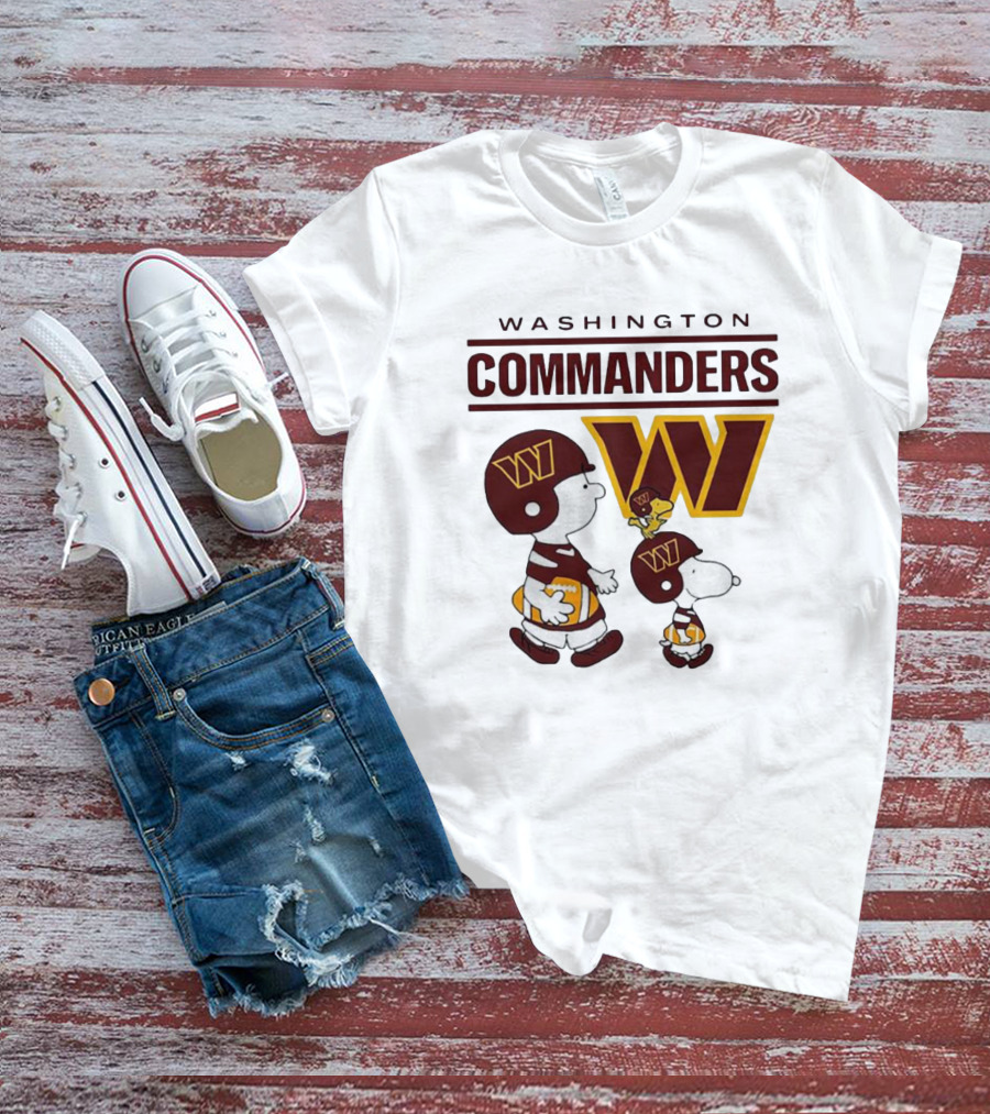 Washington Commanders Snoopy Charlie Brown Football Team Fan Gear T-Shirt