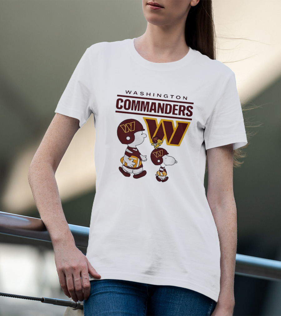 Washington Commanders Snoopy Charlie Brown Football Team Fan Gear T-Shirt