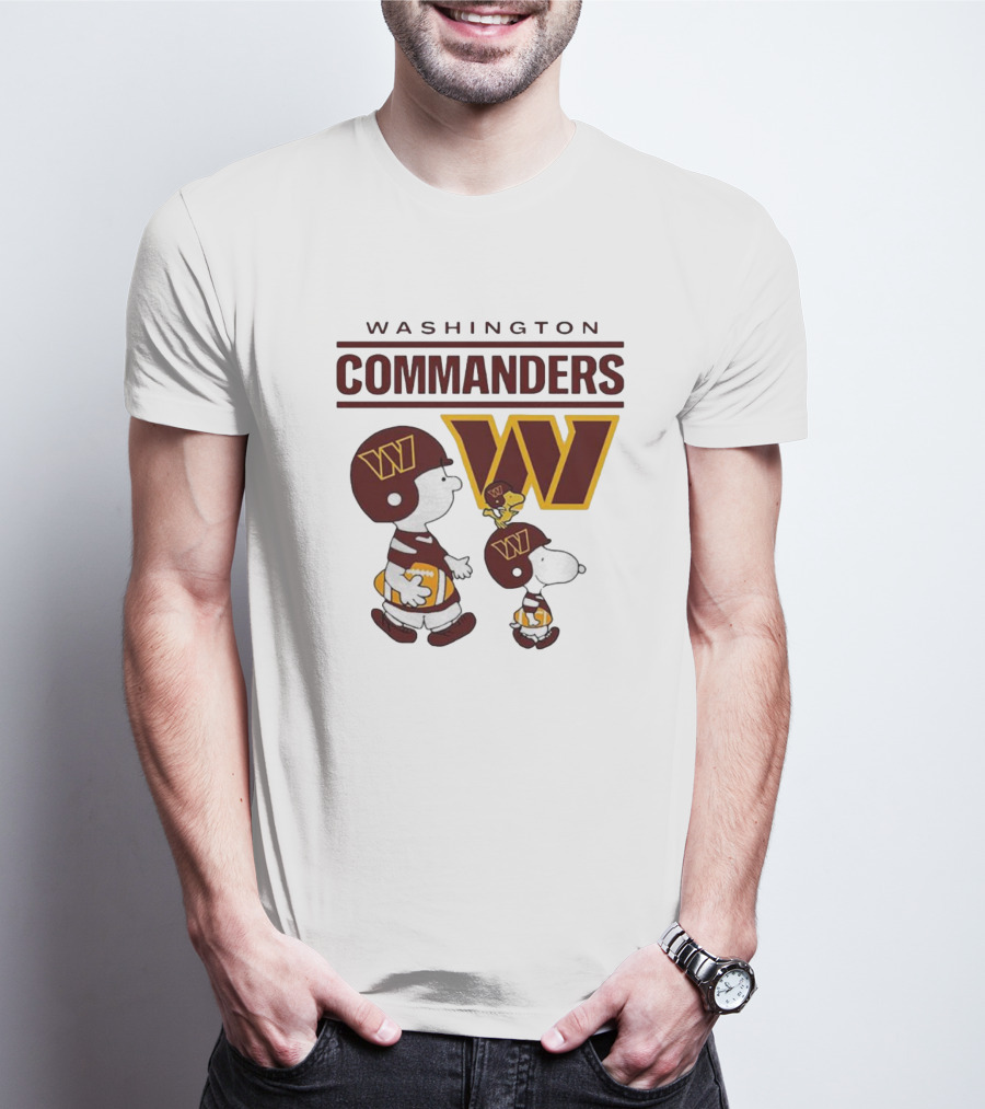 Washington Commanders Snoopy Charlie Brown Football Team Fan Gear T-Shirt