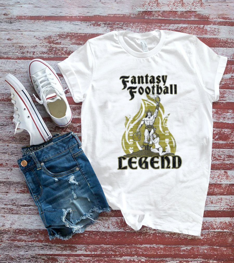 Fantasy Football Legend Viking Flame Background T-Shirt