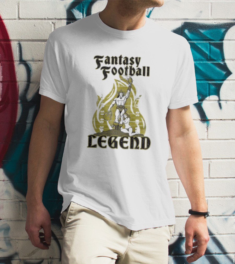 Fantasy Football Legend Viking Flame Background T-Shirt