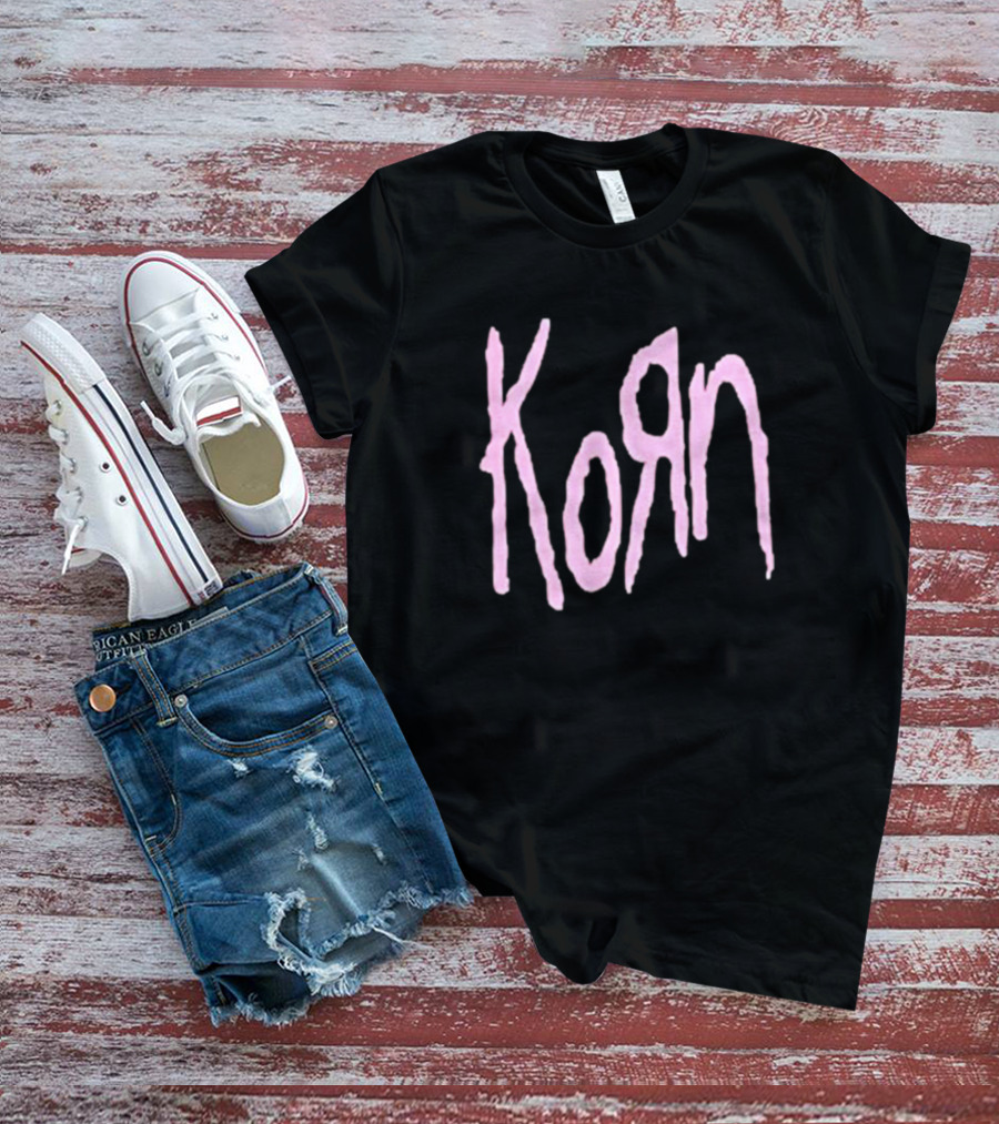 Korn Black And Pink Logo T-Shirt