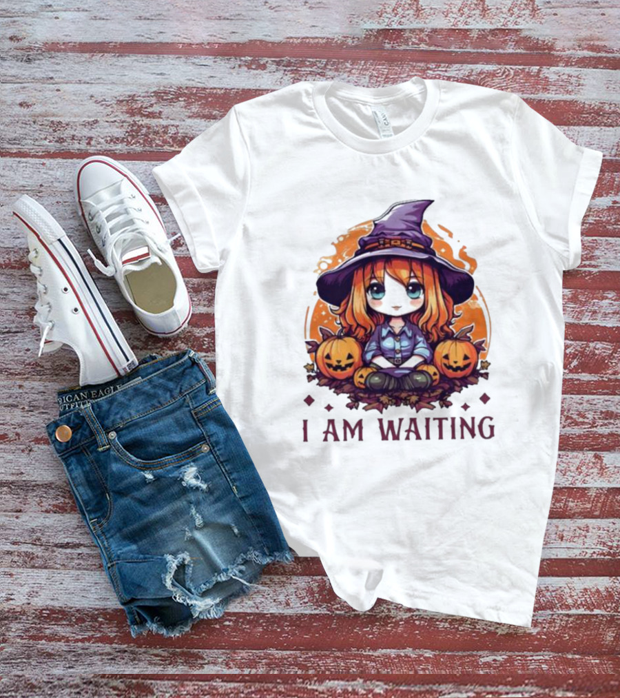 Chibi Witch I Am Waiting Pumpkins T-Shirt