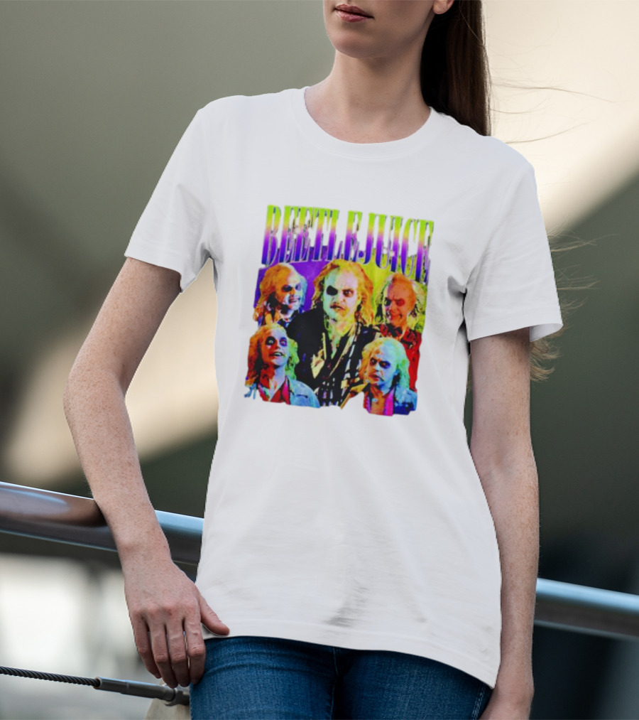 Beetlejuice Multicolor Faces Fantasy Horror Movie T-Shirt