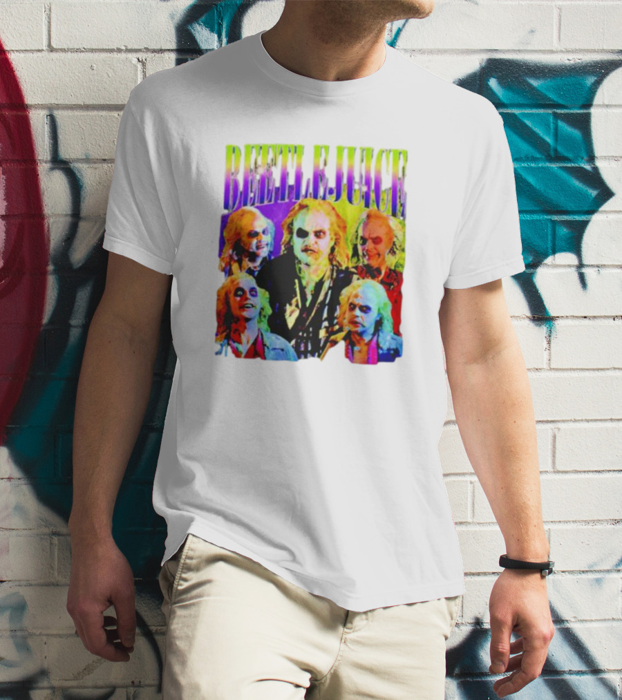 Beetlejuice Multicolor Faces Fantasy Horror Movie T-Shirt