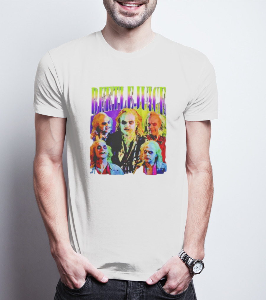 Beetlejuice Multicolor Faces Fantasy Horror Movie T-Shirt