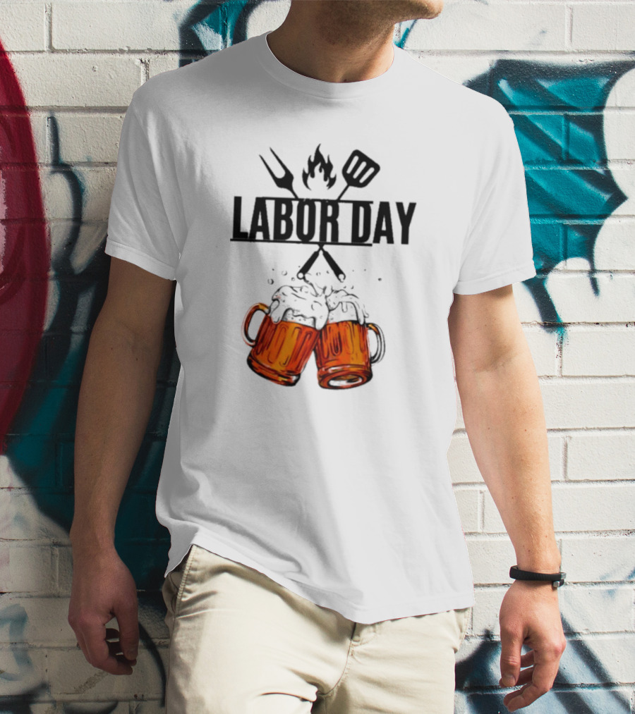 Labor Day BBQ Fire Beer Cheers T-Shirt