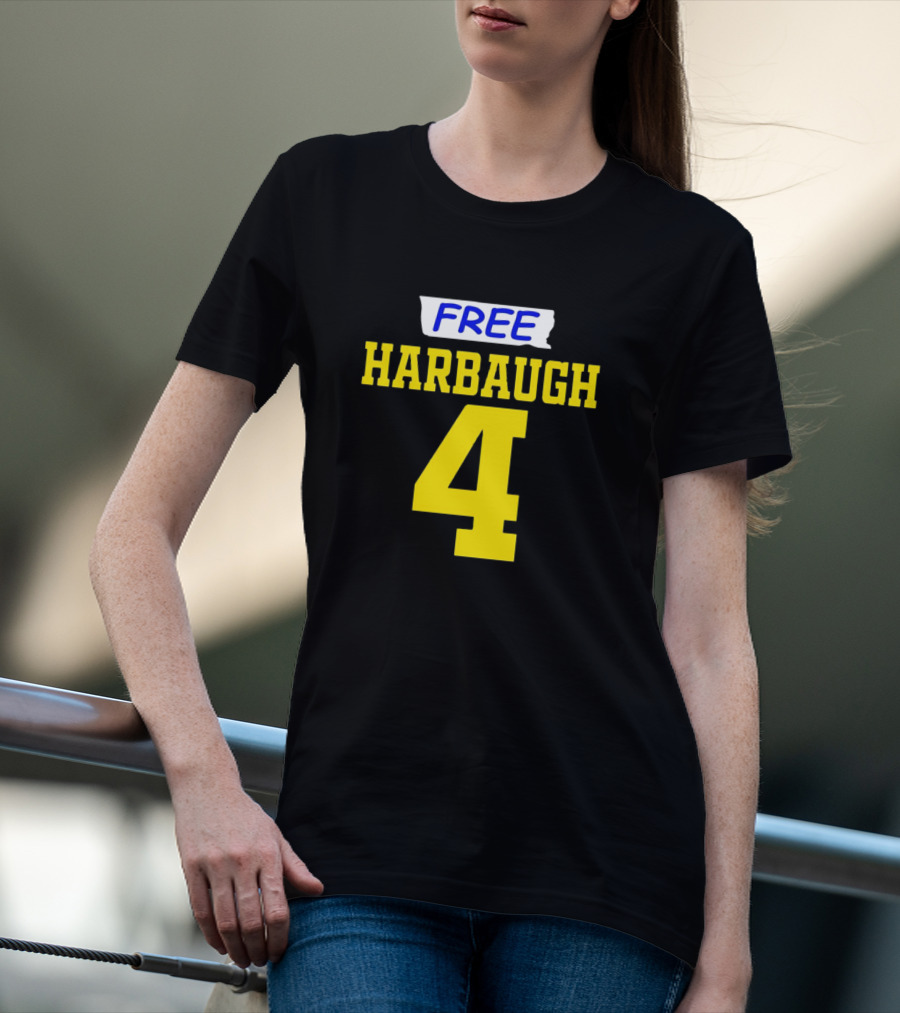 J.J. McCarthy Free Harbaugh 4 Yellow T-Shirt