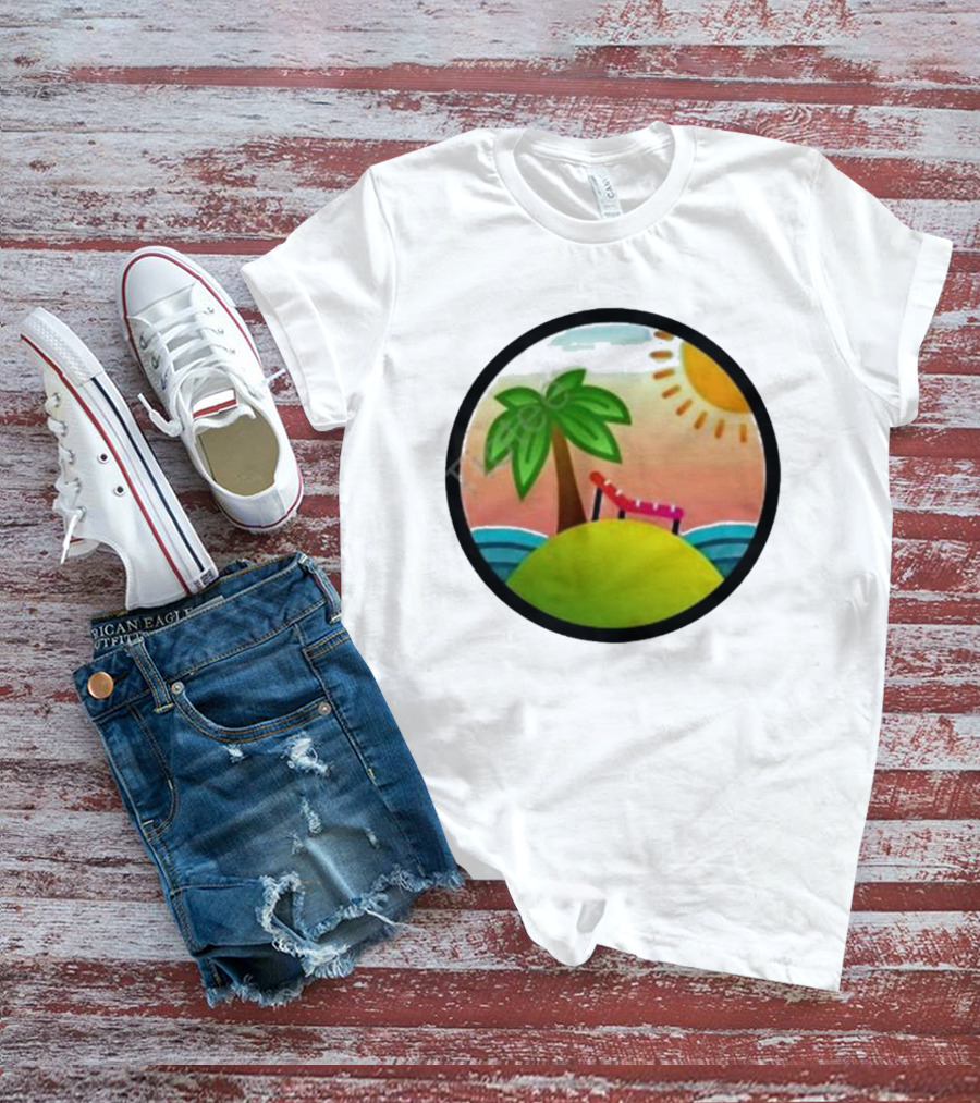 Tanstack Just Relax In Color Sunny Beach Island With Palm Tree And Lounge Chair T-Shirt