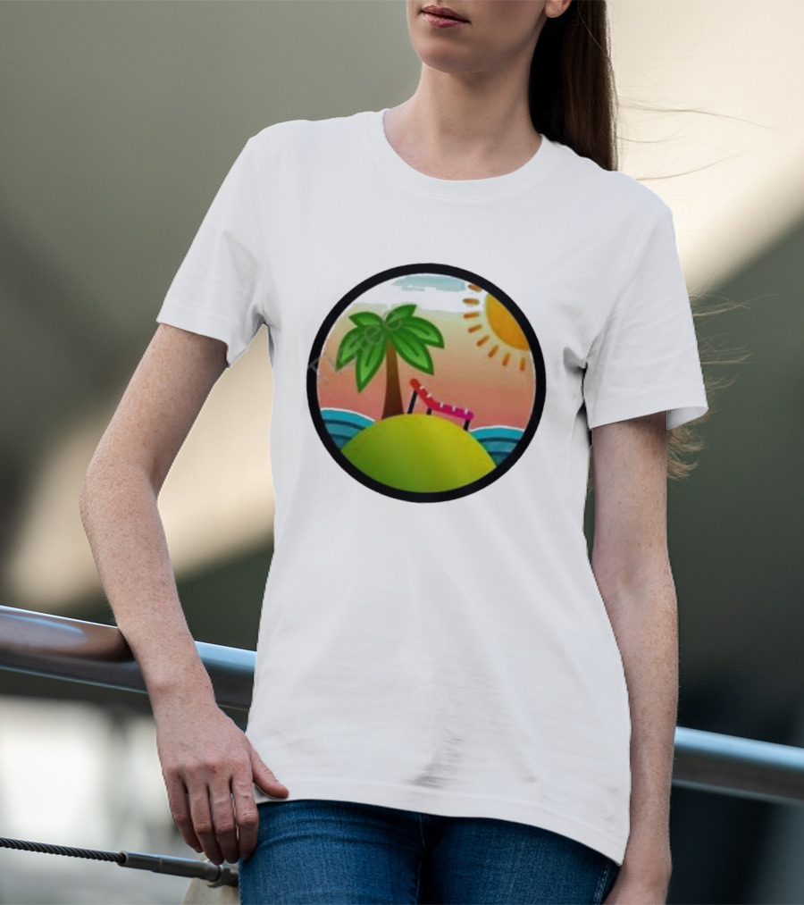 Tanstack Just Relax In Color Sunny Beach Island With Palm Tree And Lounge Chair T-Shirt