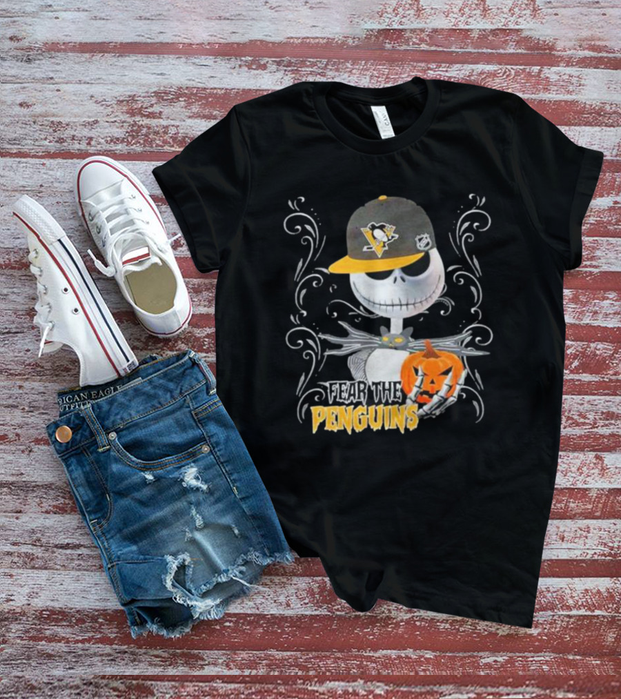 Jack Skellington Fear The Penguins Pittsburgh Halloween Pumpkin T-Shirt