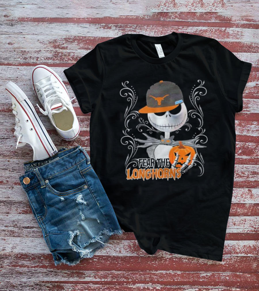 Fear The Longhorns Jack Skellington Pumpkin Halloween T-Shirt