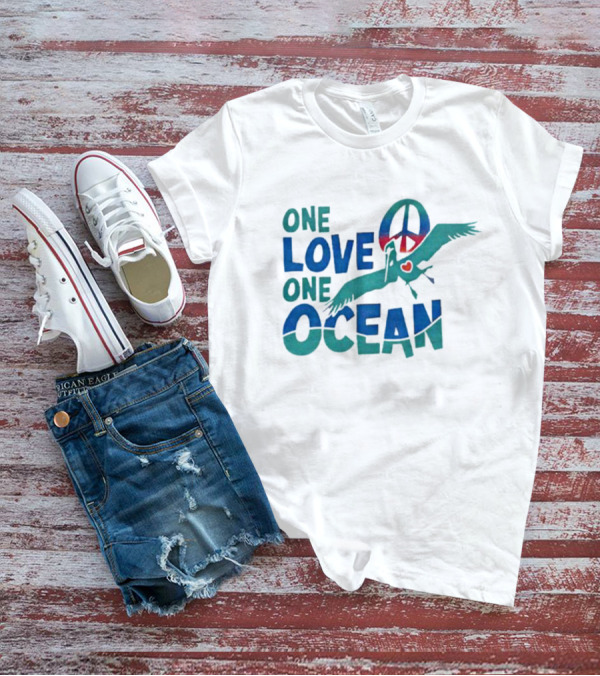One Love One Ocean Peace Symbol Jimmy Buffett Crane T-Shirt