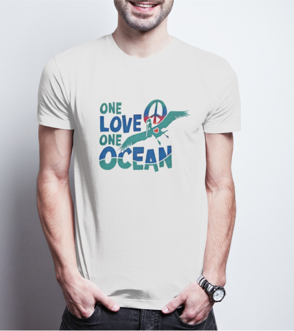 One Love One Ocean Peace Symbol Jimmy Buffett Crane T-Shirt