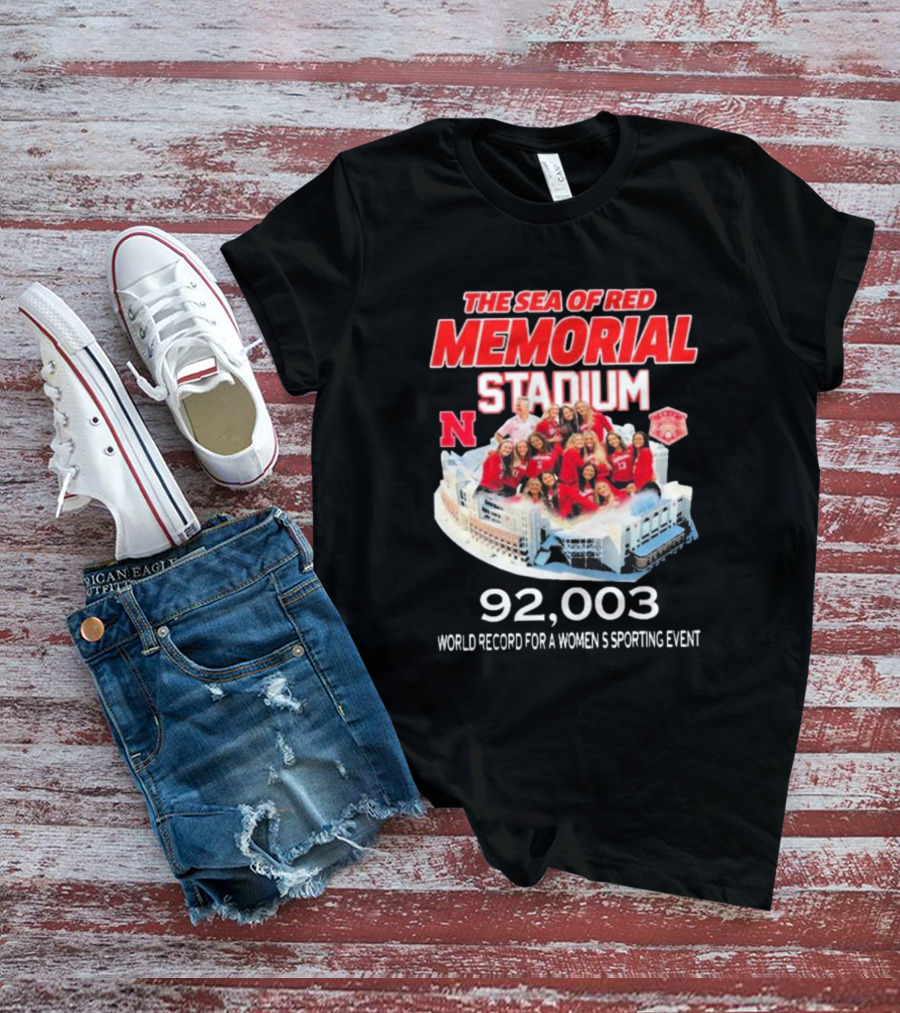 The Sea Of Red Memorial Stadium Nebraska Volleyball 92,003 World Record For A Women's Sporting Event T-Shirt