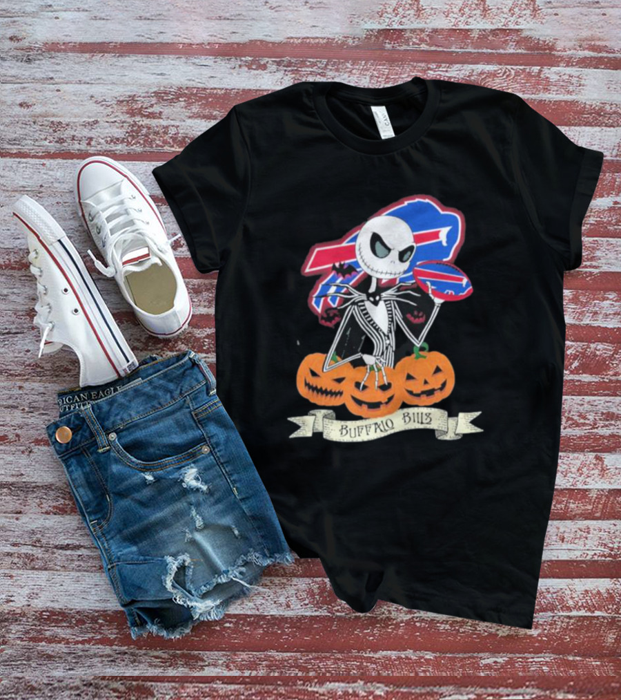 Buffalo Bills Jack Skellington NFL Football Halloween Pumpkins T-Shirt