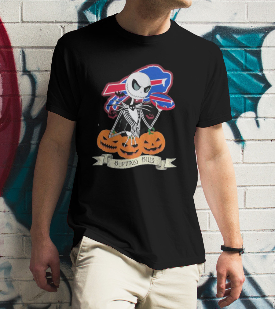 Buffalo Bills Jack Skellington NFL Football Halloween Pumpkins T-Shirt
