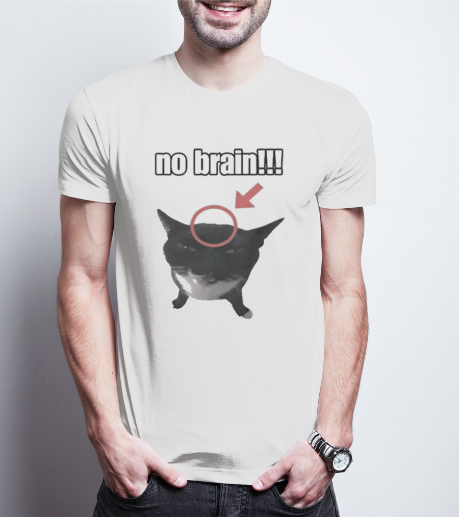 No Brain Cat Red Arrow Circle T-Shirt
