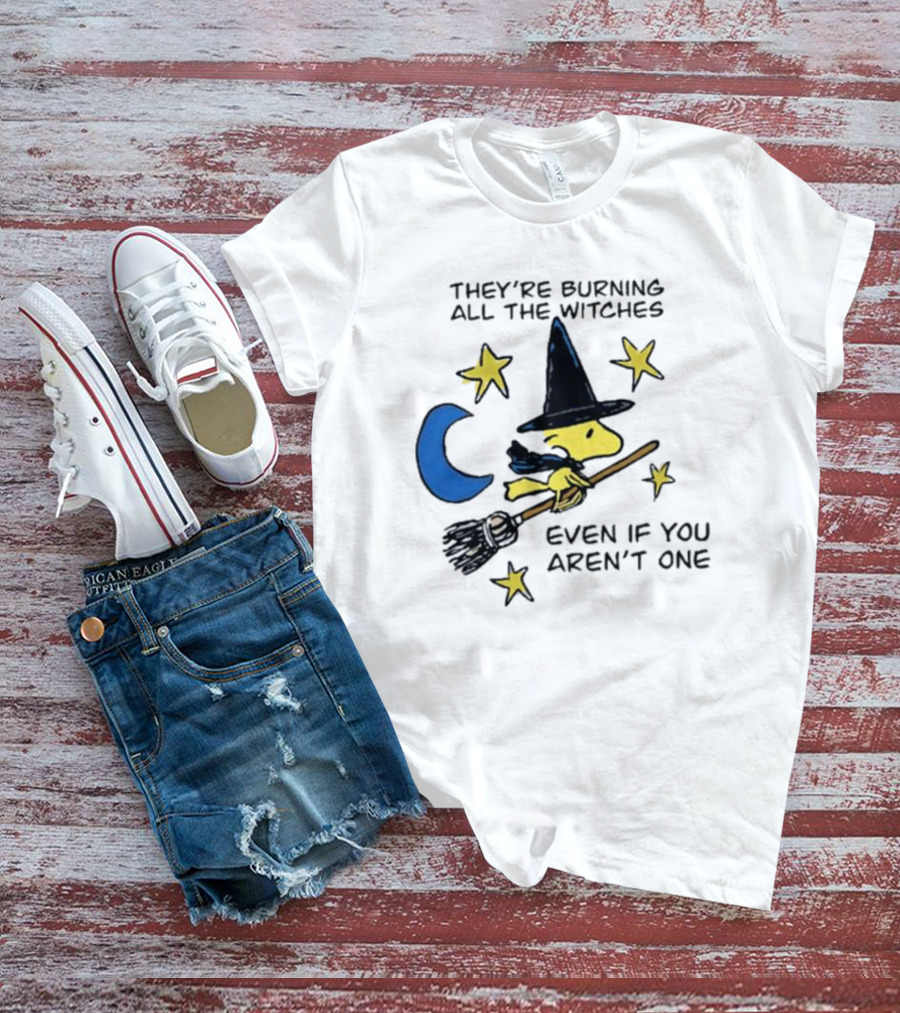 They’re Burning All The Witches Even If You Aren’t One Woodstock Wizard Stars Moon Broomstick T-Shirt