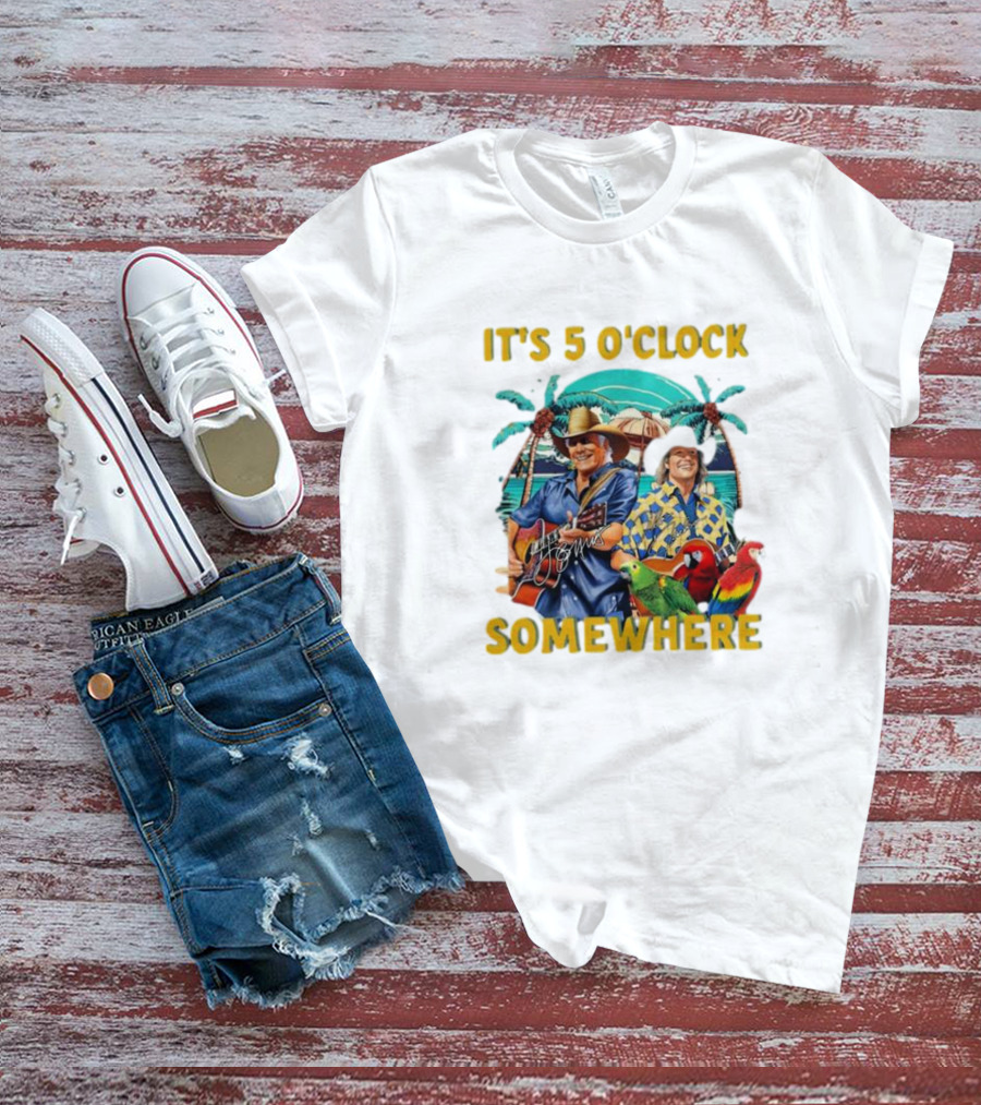 It's 5 O'Clock Somewhere Jimmy Buffett Paradise Scene T-Shirt