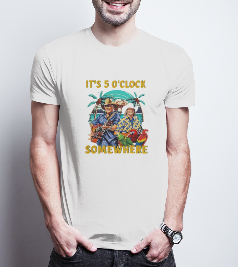 It's 5 O'Clock Somewhere Jimmy Buffett Paradise Scene T-Shirt